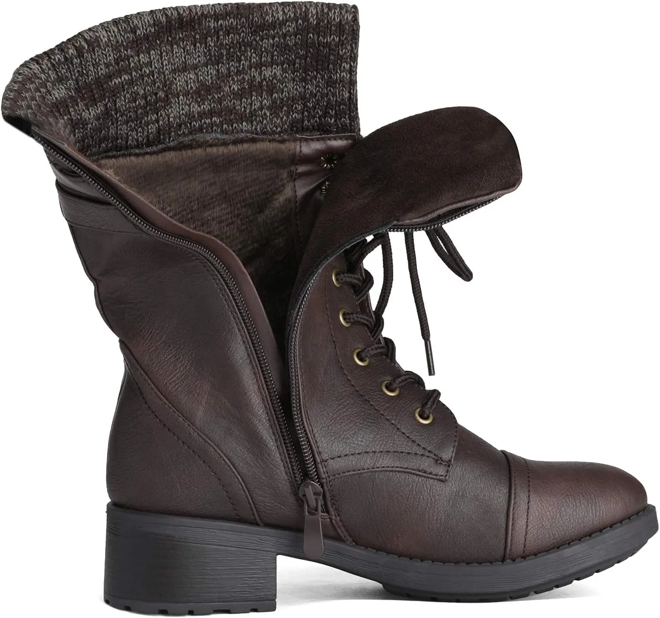 DREAM PAIRS Women's Winter Lace up Mid Calf Combat Riding Military Boots