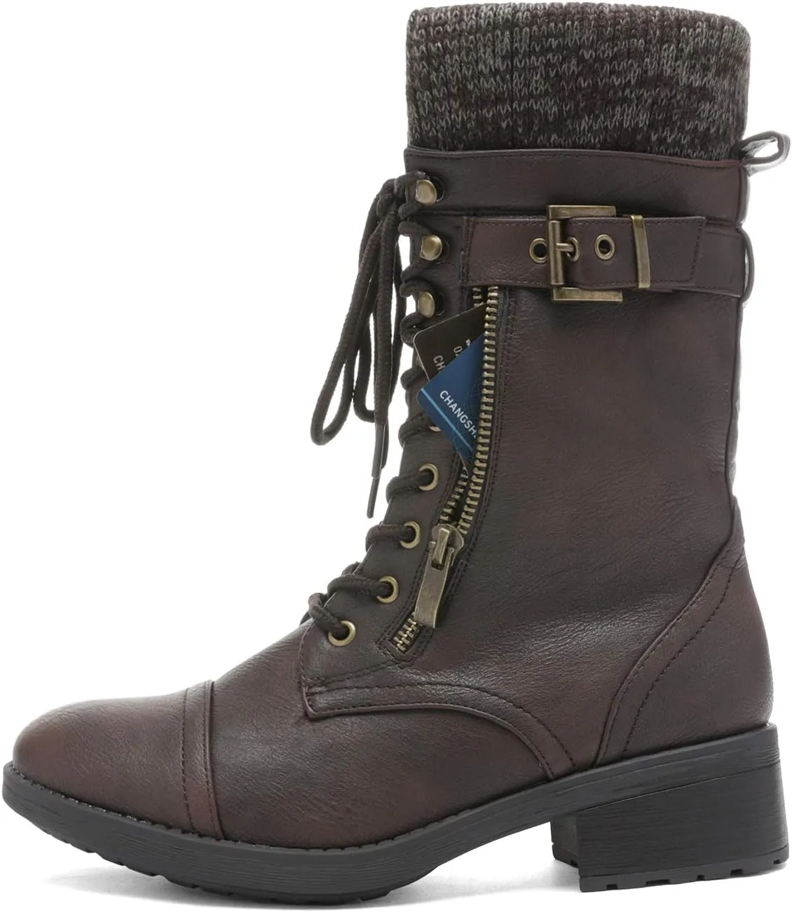DREAM PAIRS Women's Winter Lace up Mid Calf Combat Riding Military Boots