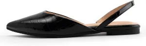 DREAMCIA Slingback Flats for Women, Pointed-Toe Ballet Flats with Buckle Strap for Elegant Women，Classic Low Heel Dress Shoes for Casual Work Office Party