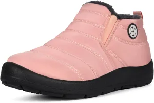 Eagsouni Snow Boots Womens Winter Ankle Boots Ladies Warm Fur Lined Booties Thickening Shoes Zip Flat Sneakers Outdoor Booties