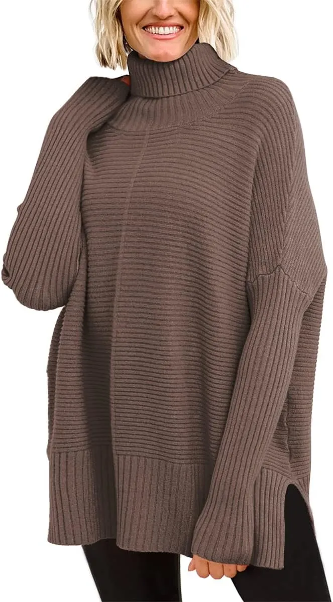 EFAN Women's Turtleneck Oversized Sweaters Fall Outfits Clothes Trendy Fashion Long Pullover Knit Winter Tunic 2025