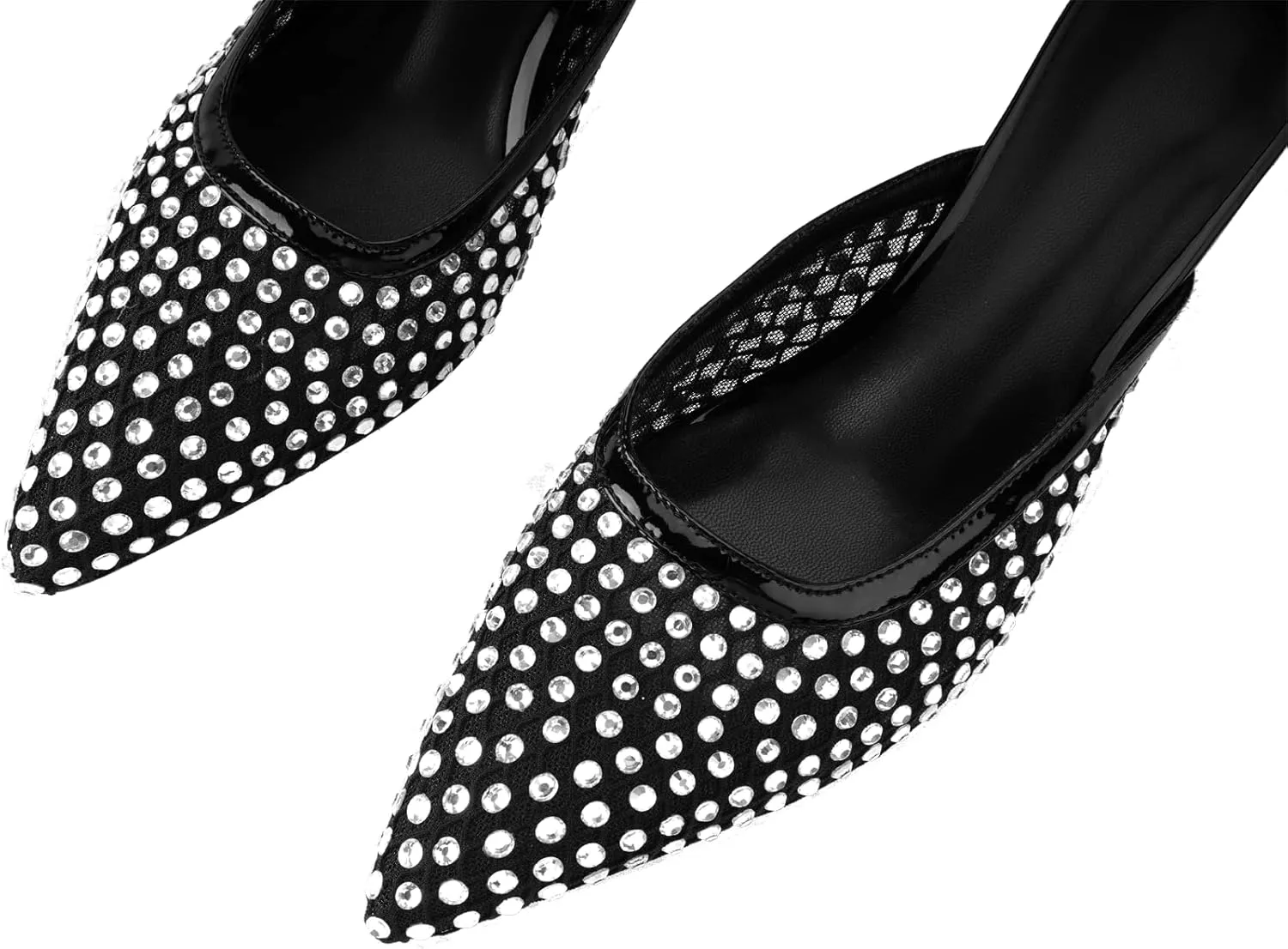 Elegant Women's Kitten Heel Mules with Crystal Flower Decor, Mesh Pointed Toe, and Low Heel Pumps - Stylish & Comfortable