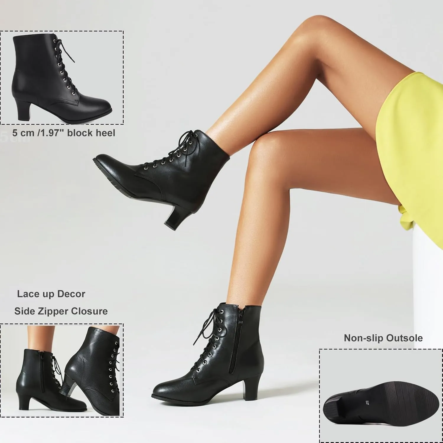 ErikenUrben Women Vintage Victorian Boots Lace up 70s Witch Booties Zip