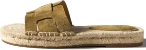 Espadrilles Flat Sandals for Women Comfortable Suede Slip on Open Toe Beach Slides Sandals.