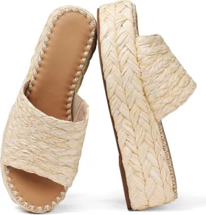 Eteridrey Espadrilles for Women Platform Sandals Open Toe Slip on Wedges Sandals Summer Beach Shoes Casual Slides Party Dress Shoes