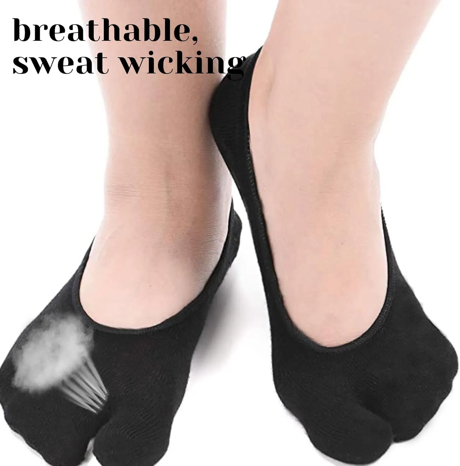 F Flammi No Show Socks Women Tabi Socks Non Slip Flip Flop Socks Low Cut for Sneaker Lofer Boat Shoes