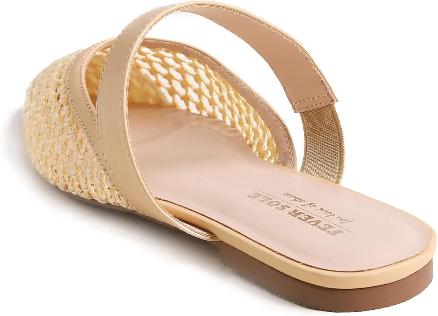 FEVERSOLE Pointed Toe Casual Slingback Flat Mules Women's Fashion Buckle Strap Slide Summer Slippers