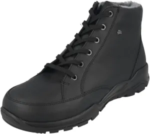 Finn Comfort Erding Men's Winter Boots with Smooth Leather Zip and Lambskin Lining Black