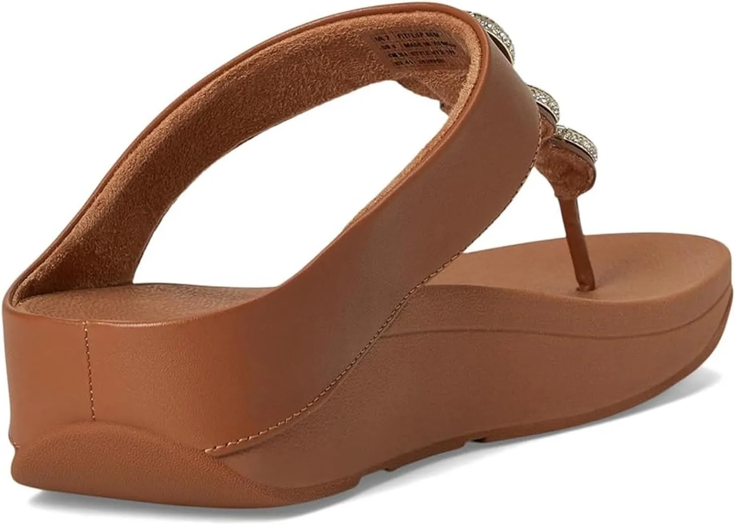 FitFlop Women's Fino Crystal-Chain Leather Toe-Post Sandals Wedge