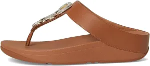 FitFlop Women's Fino Crystal-Chain Leather Toe-Post Sandals Wedge
