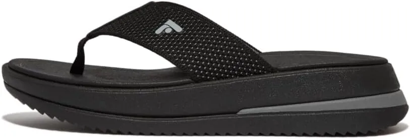 Fitflop Women's SURFF Two-Tone Webbing Toe-Post Sandals, Black, 4 UK, Black, 4 UK