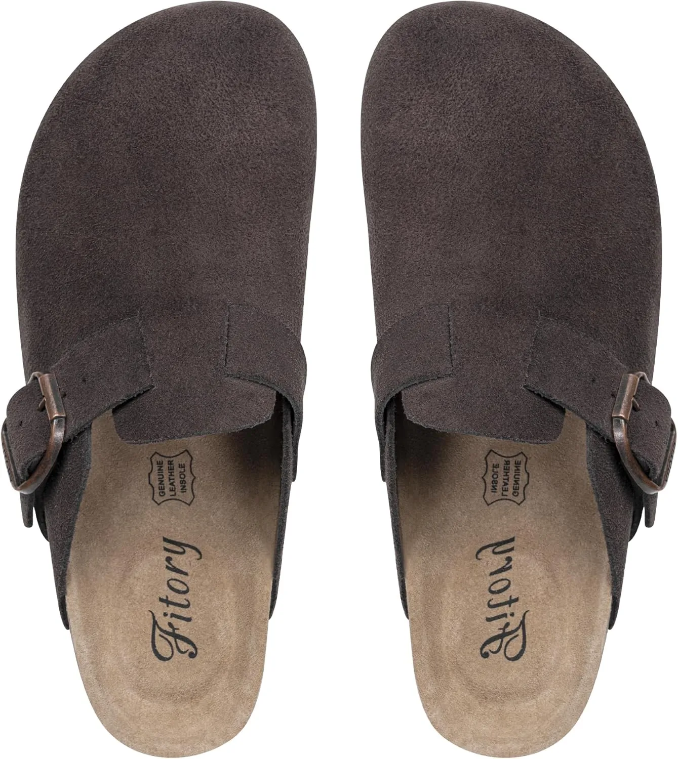 FITORY Womens Clogs Slip-on Potato Shoes Leather Mules with Suede Cork Footbed Size 6-11