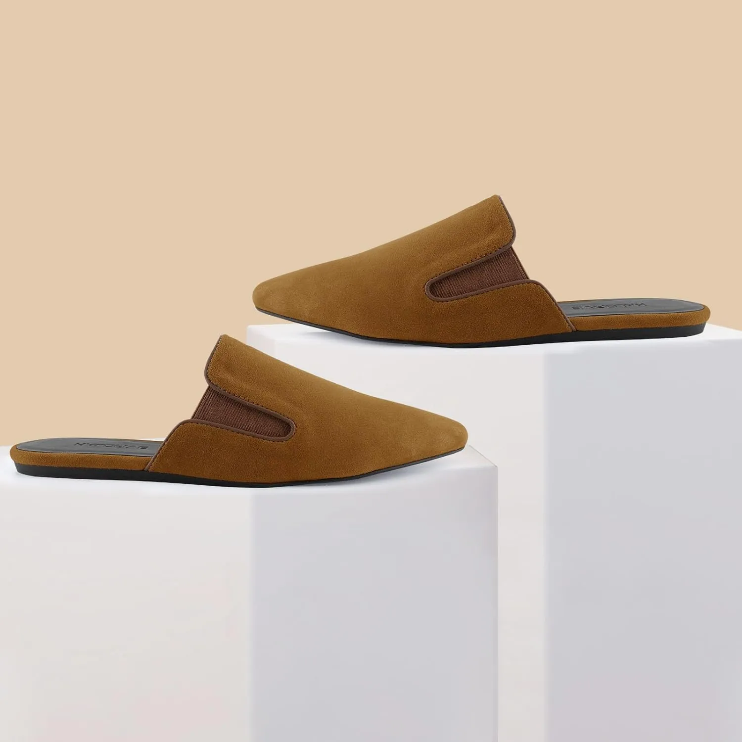 Flats for Women Comfortable Suede Fall Shoes Slingback Pointed Toe Slip On Mules Business Casual Loafers