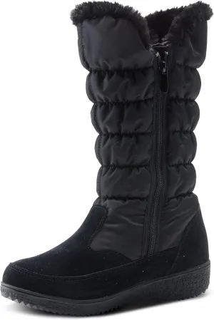 Flexus Spring Step Citywalk Tall Waterproof Winter Boots for Women - Ladies Snow Boots with Cozy Nylon & Faux Fur Lining - Women's Mid-Calf Boots with Zipper Closure