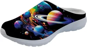 Forchrinse Colorful Dog Paw Print Women’s Mules Slip on Clog Floral Home Slippers Walking Sneakers with Arch Support