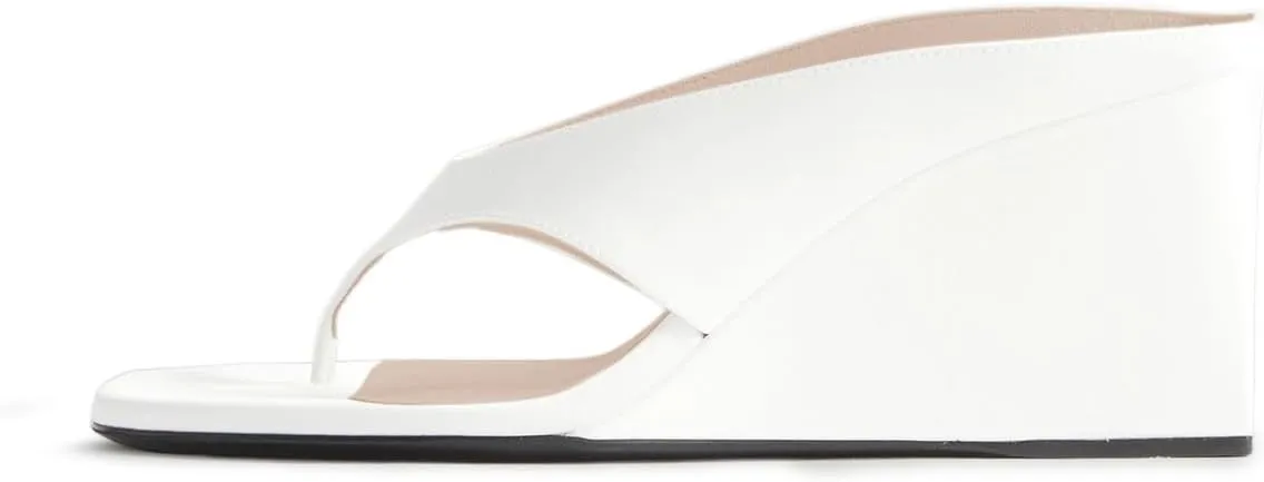 FOWT Women Classic Open Toe Slip on Mules Wedge High Heel Flip Flop Slippers Trendy Summer Party Daily Dress Slide Sandals Size 4-16 US