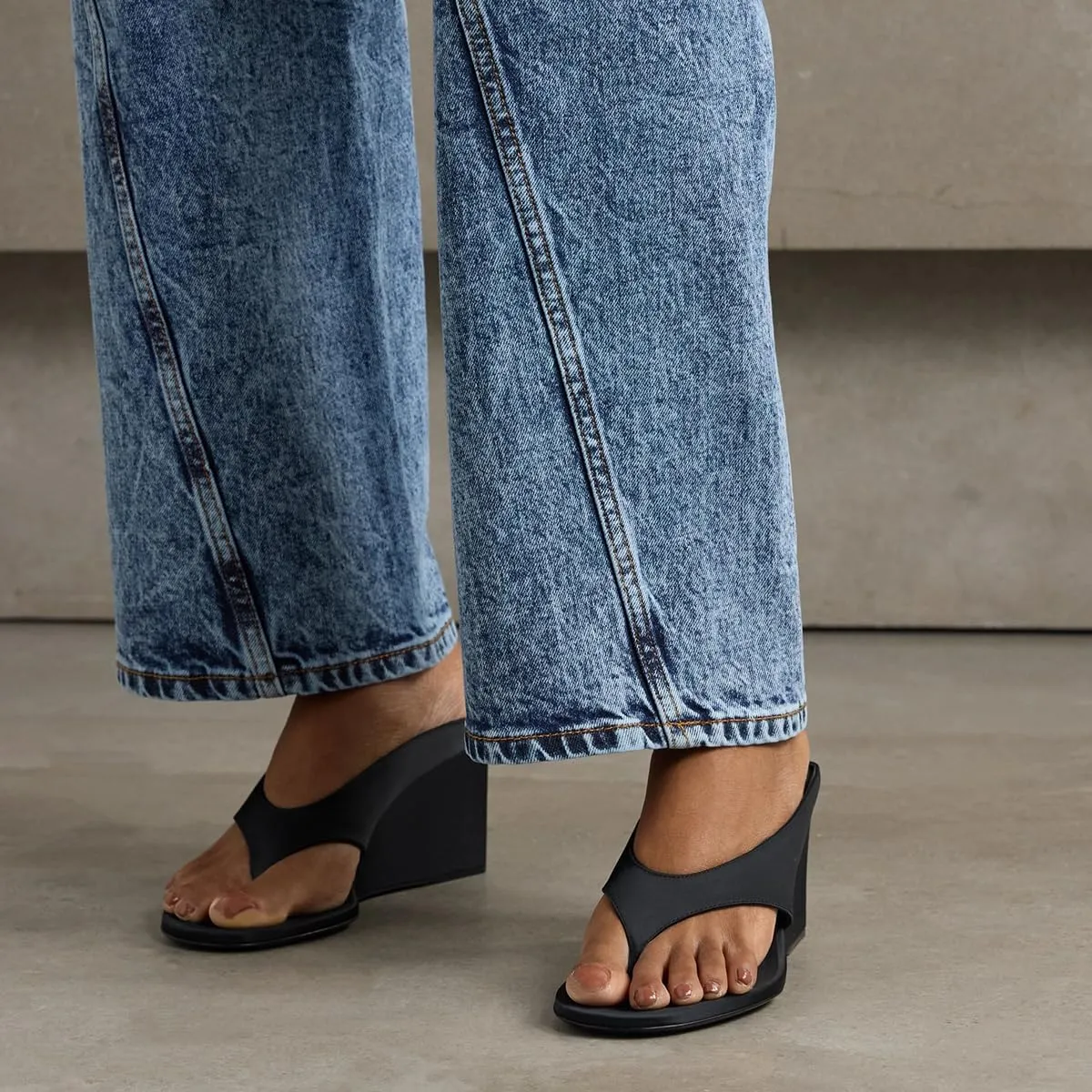 FOWT Women Classic Open Toe Slip on Mules Wedge High Heel Flip Flop Slippers Trendy Summer Party Daily Dress Slide Sandals Size 4-16 US