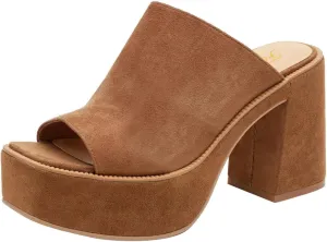FOWT Women Open Toe Block High Heel Platform Mules Slip On Fashion Party Evening Dressy Slipper Shoes Size 4-16 US