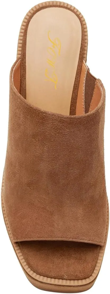 FOWT Women Open Toe Block High Heel Platform Mules Slip On Fashion Party Evening Dressy Slipper Shoes Size 4-16 US