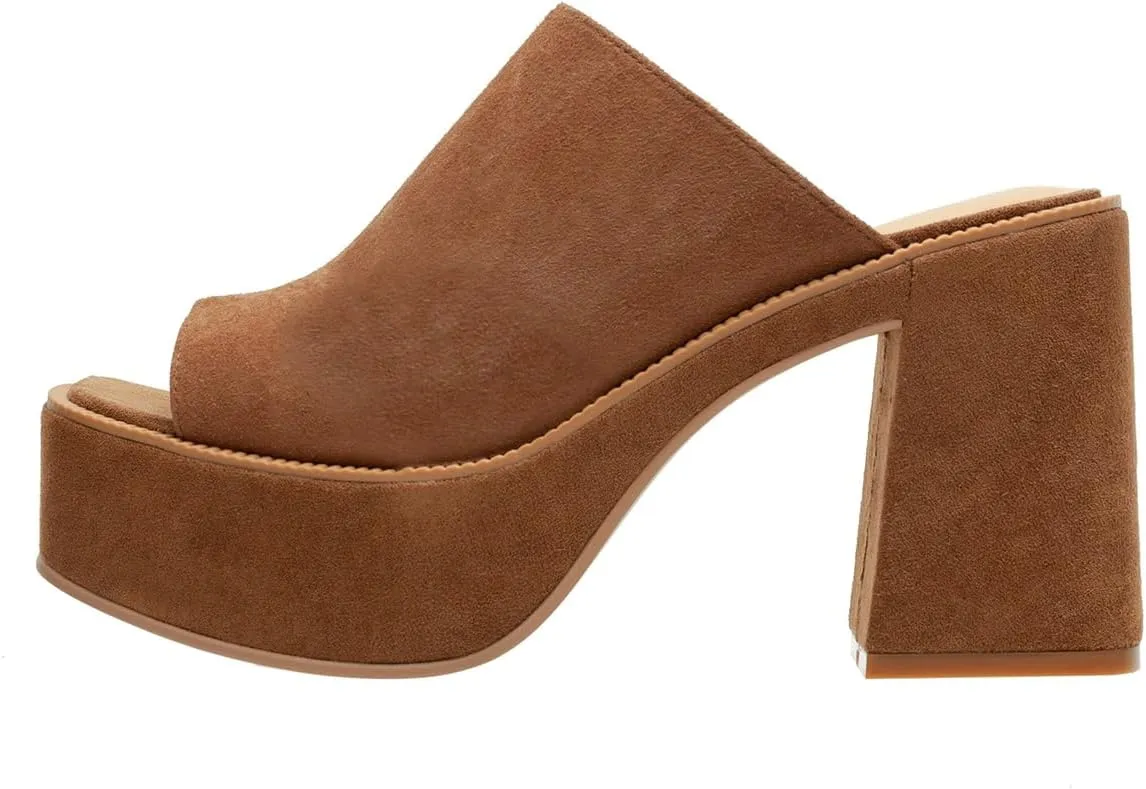 FOWT Women Open Toe Block High Heel Platform Mules Slip On Fashion Party Evening Dressy Slipper Shoes Size 4-16 US