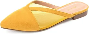 FOWT Women Trendy Pointed Toe Slip On Mesh Flat Heel Slippers Comfortable Ladies Summer Vacation Casual Shoes Size 4-16 US