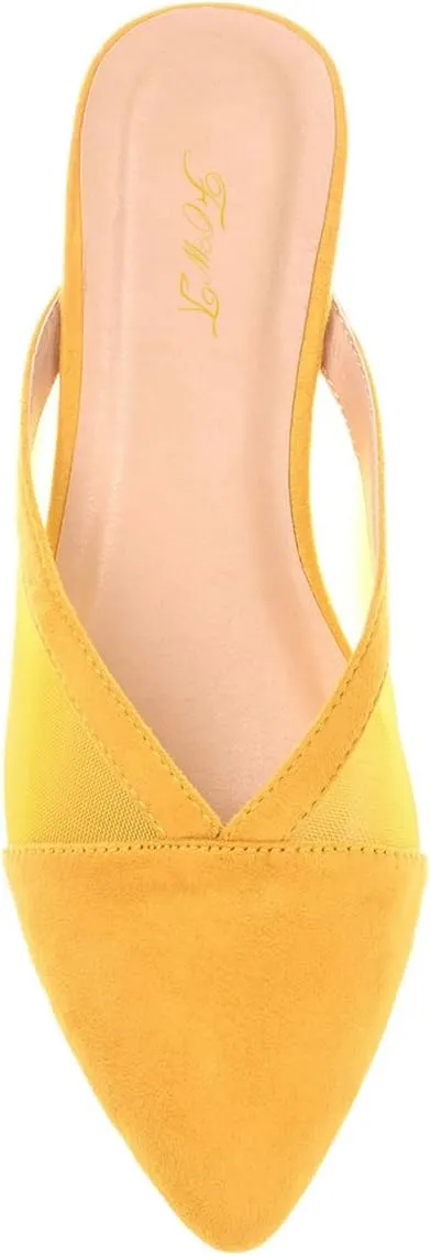 FOWT Women Trendy Pointed Toe Slip On Mesh Flat Heel Slippers Comfortable Ladies Summer Vacation Casual Shoes Size 4-16 US