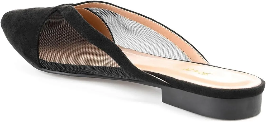 FOWT Women Trendy Pointed Toe Slip On Mesh Flat Heel Slippers Comfortable Ladies Summer Vacation Casual Shoes Size 4-16 US