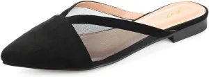 FOWT Women Trendy Pointed Toe Slip On Mesh Flat Heel Slippers Comfortable Ladies Summer Vacation Casual Shoes Size 4-16 US