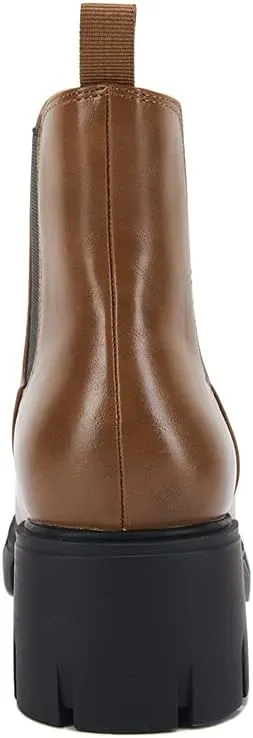 Fttpdeaus Women's Lug Sole Ankle Boots Casual Chunky Platform Boots Elastic Block Heel Combat Chelsea Booties