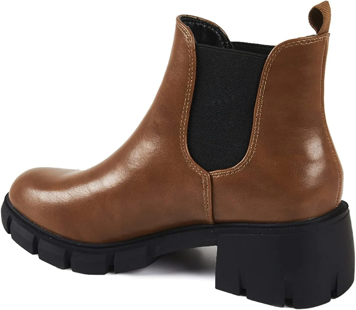 Fttpdeaus Women's Lug Sole Ankle Boots Casual Chunky Platform Boots Elastic Block Heel Combat Chelsea Booties