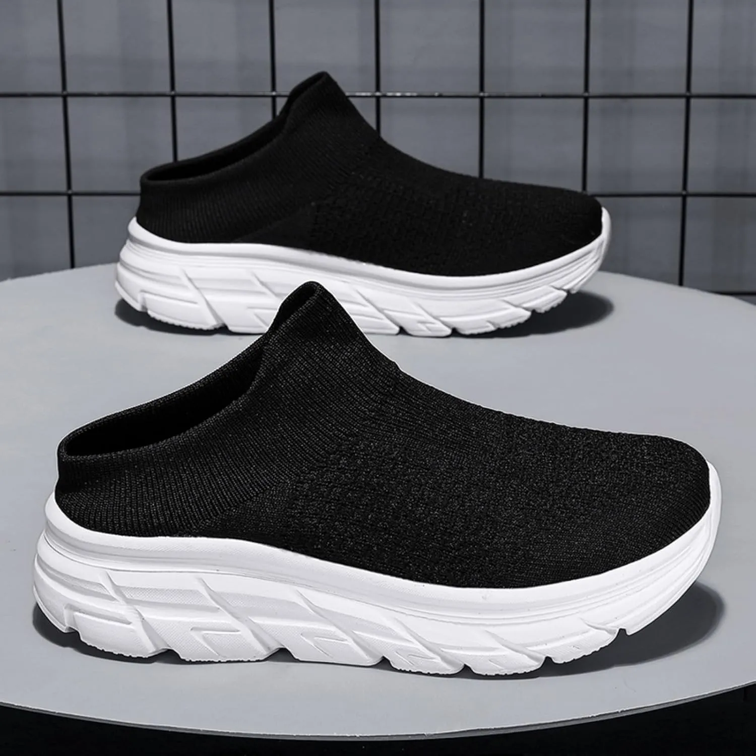 FUNCOS Women's Breathable Mesh Mules Slip-On – Lightweight Summer Casual Shoes for Walking, Closed Toe with Arch Support