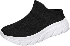 FUNCOS Women's Breathable Mesh Mules Slip-On – Lightweight Summer Casual Shoes for Walking, Closed Toe with Arch Support