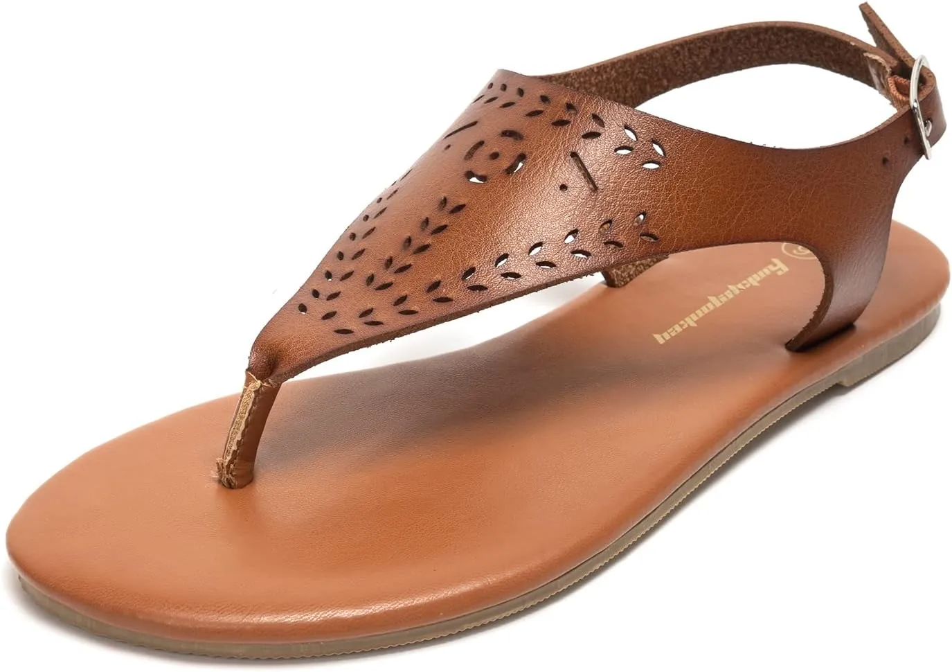 FUNKYMONKEY Thong Flat Sandals, Women's Casual T-Strap and Adjustable Ankle Buckle for Summer Beach Sandals