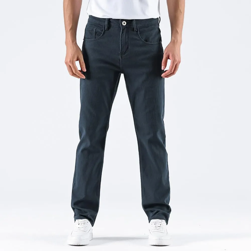 GAIAKOU Men's Baggy Slim Fit Stretch Work Jeans - Straight Loose Blue Elastic
