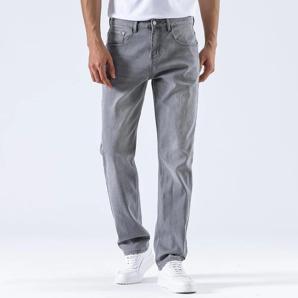 GAIAKOU Men's Baggy Slim Fit Stretch Work Jeans - Straight Loose Blue Elastic