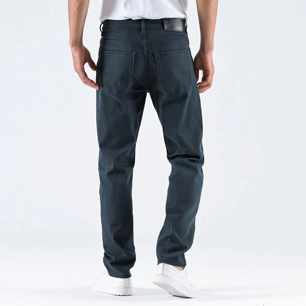 GAIAKOU Men's Baggy Slim Fit Stretch Work Jeans - Straight Loose Blue Elastic