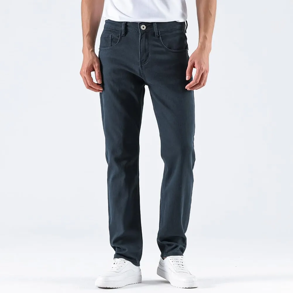 GAIAKOU Men's Baggy Slim Fit Stretch Work Jeans - Straight Loose Blue Elastic