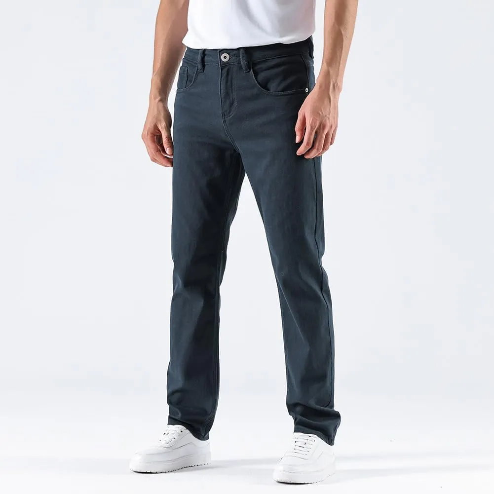 GAIAKOU Men's Baggy Slim Fit Stretch Work Jeans - Straight Loose Blue Elastic