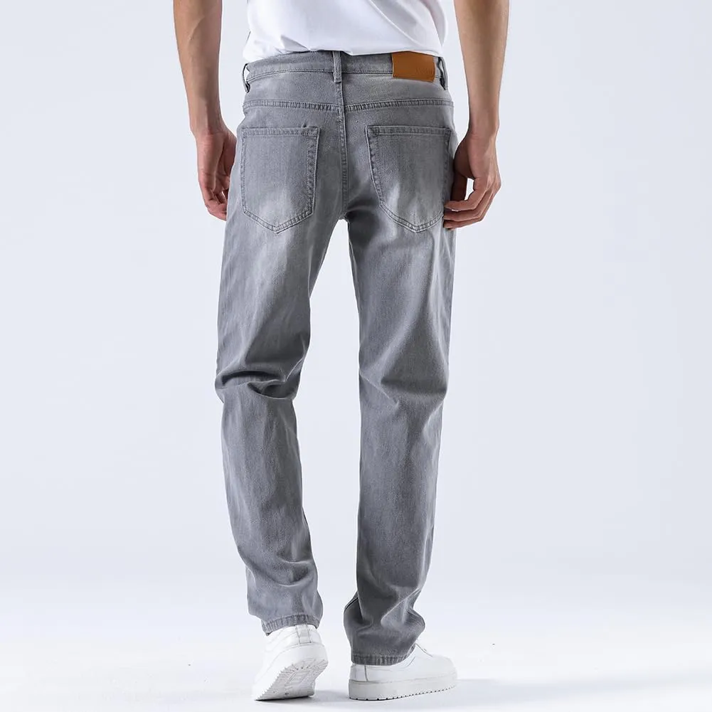 GAIAKOU Men's Baggy Slim Fit Stretch Work Jeans - Straight Loose Blue Elastic