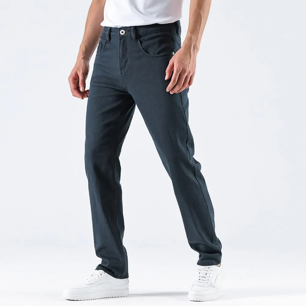 GAIAKOU Men's Baggy Slim Fit Stretch Work Jeans - Straight Loose Blue Elastic