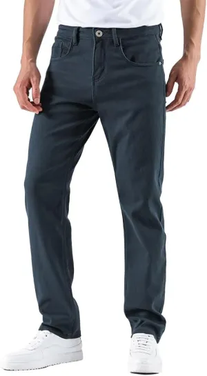 GAIAKOU Men's Baggy Slim Fit Stretch Work Jeans - Straight Loose Blue Elastic
