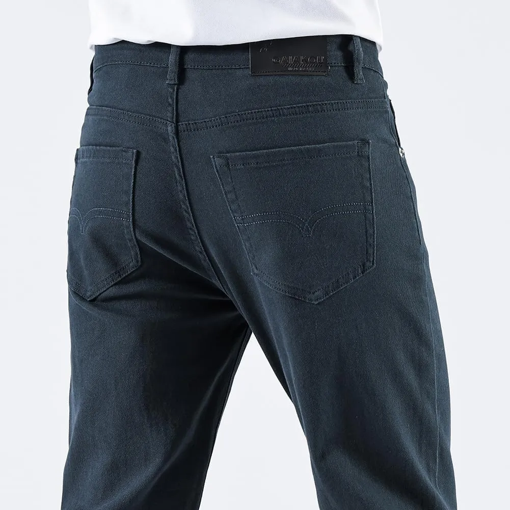 GAIAKOU Men's Baggy Slim Fit Stretch Work Jeans - Straight Loose Blue Elastic