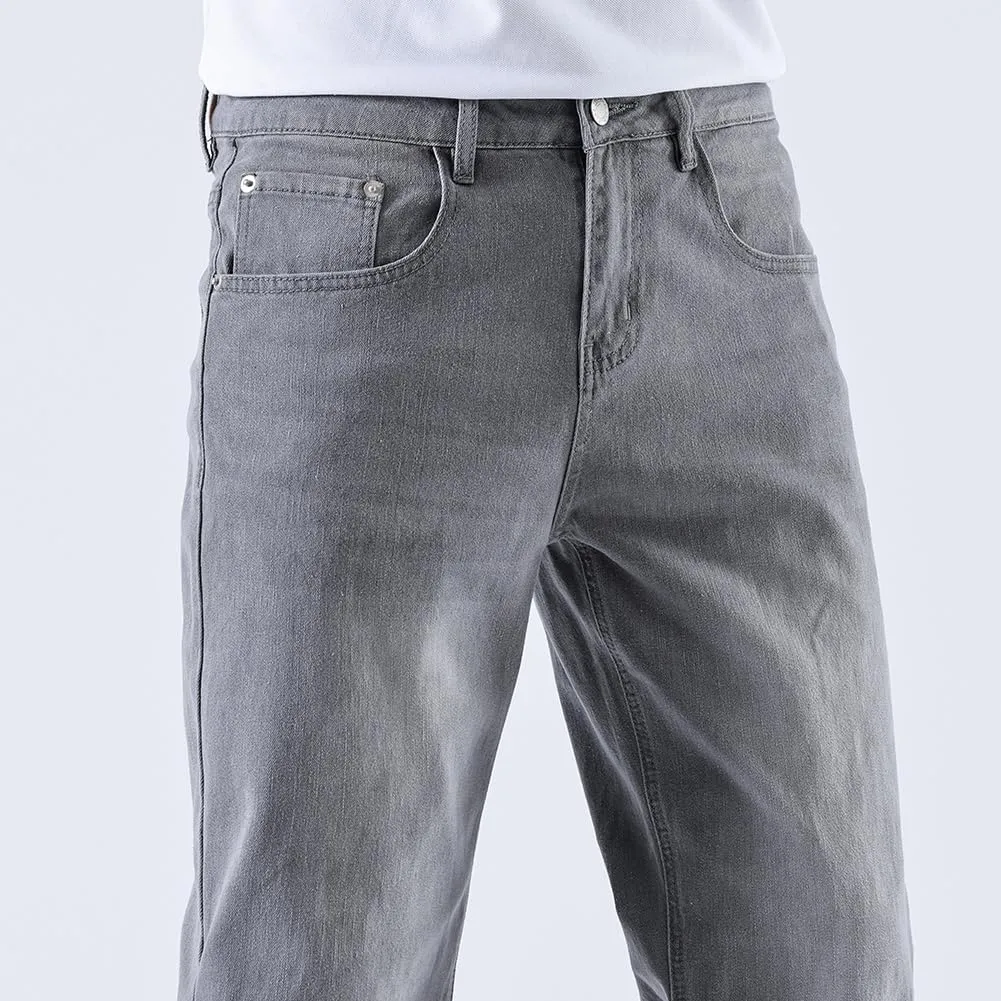 GAIAKOU Men's Baggy Slim Fit Stretch Work Jeans - Straight Loose Blue Elastic
