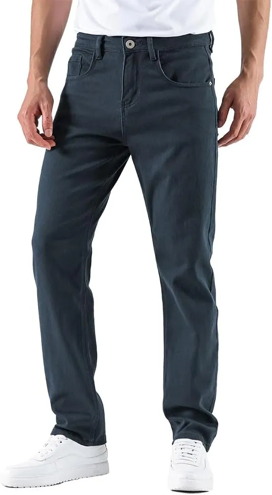 GAIAKOU Men's Baggy Slim Fit Stretch Work Jeans - Straight Loose Blue Elastic