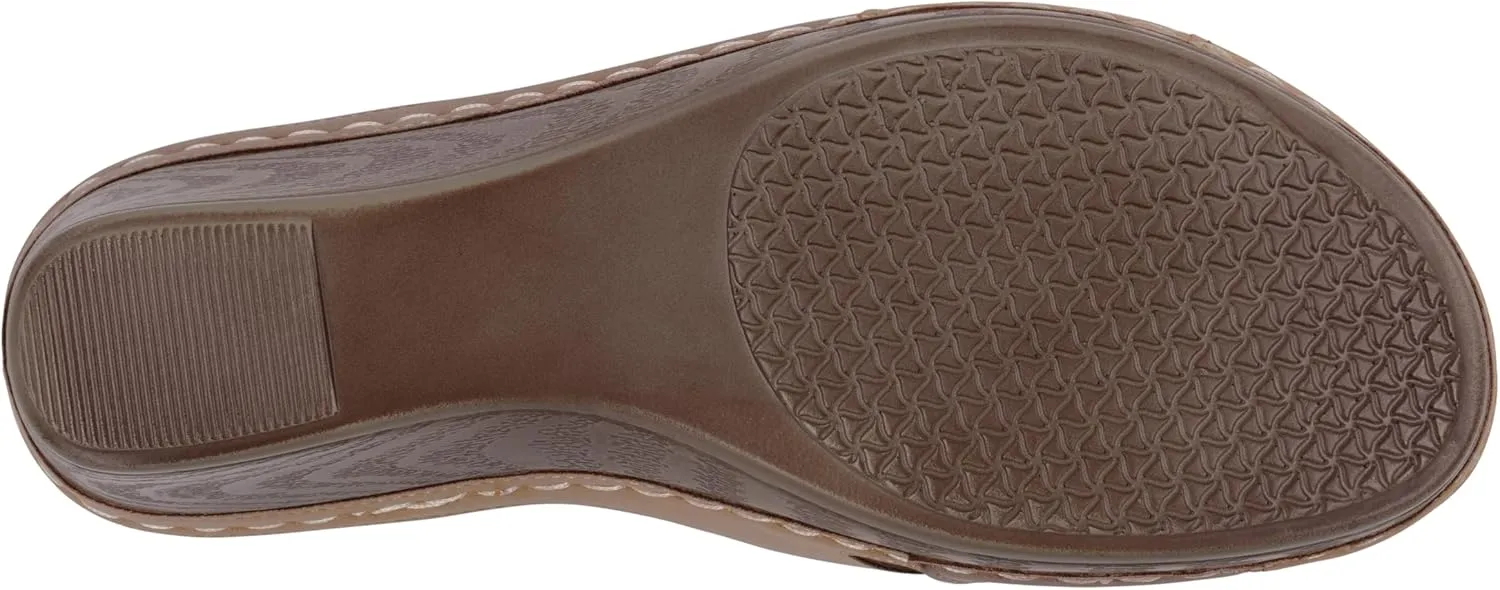 G.C. Shoes Comfortable Slide on cross strap platform wedge