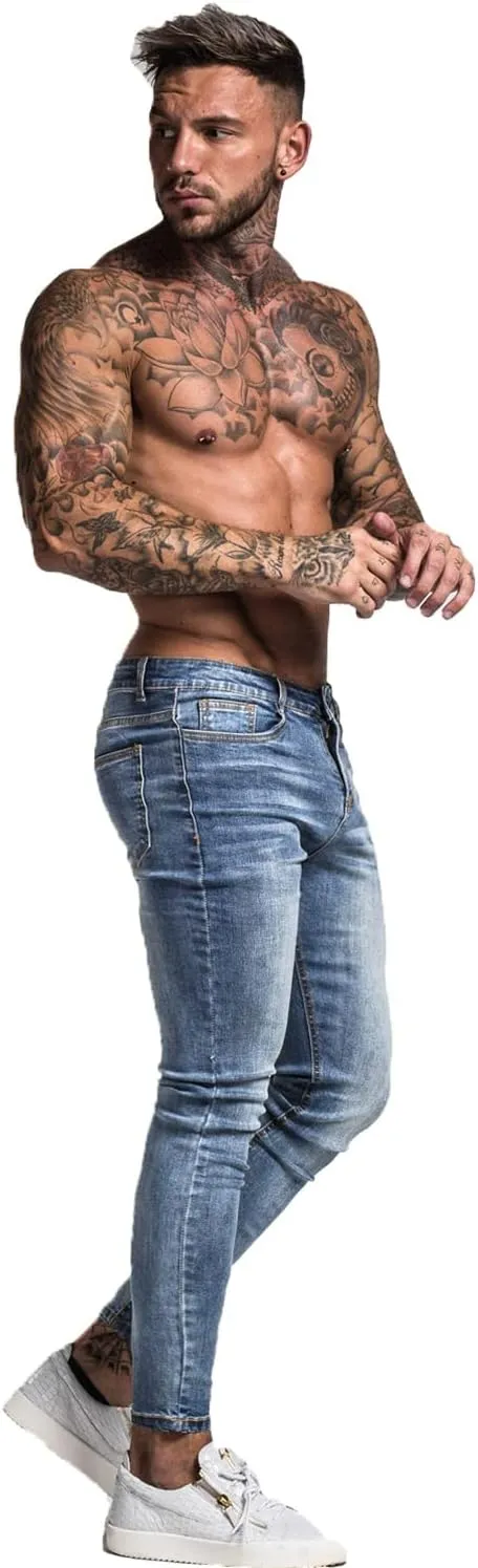 GINGTTO Men's Ripped Jeans Slim Fit Skinny Stretch Jeans Pants