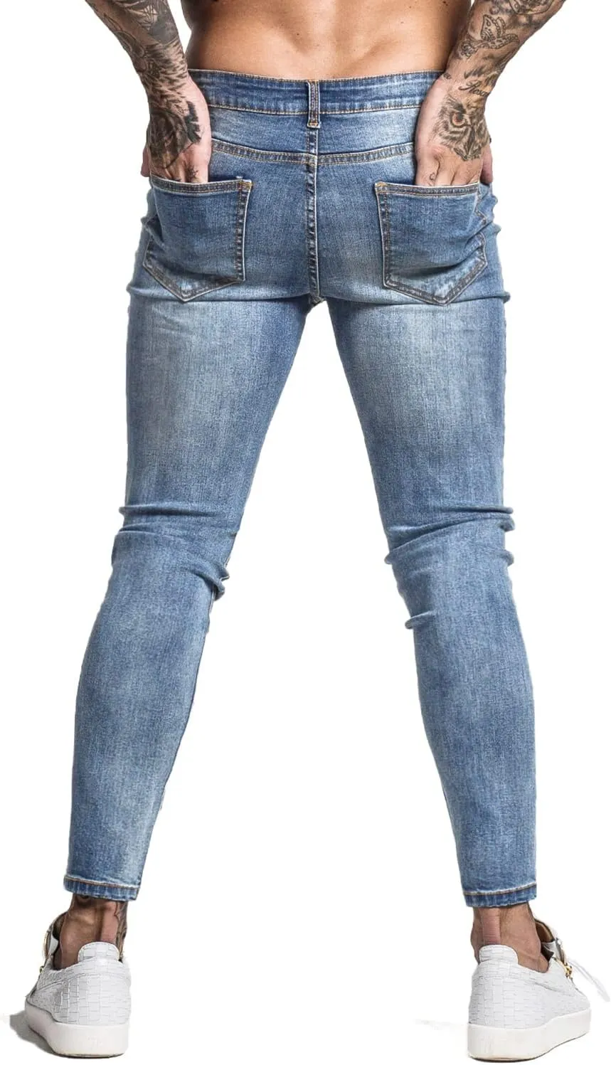 GINGTTO Men's Ripped Jeans Slim Fit Skinny Stretch Jeans Pants