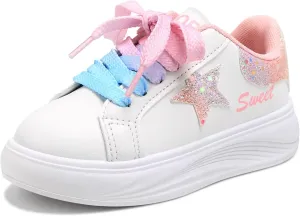 Girls Sneakers Glitter Tennis Shoes Lightweight Non-Slip Running Walking Shoes for Toddler/Little Kid/Big Kid
