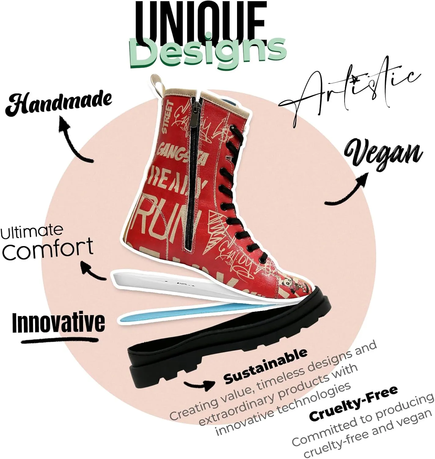Gisele Boots for Women - Handmade and Vegan Leather Mid Calf Boots for Women,