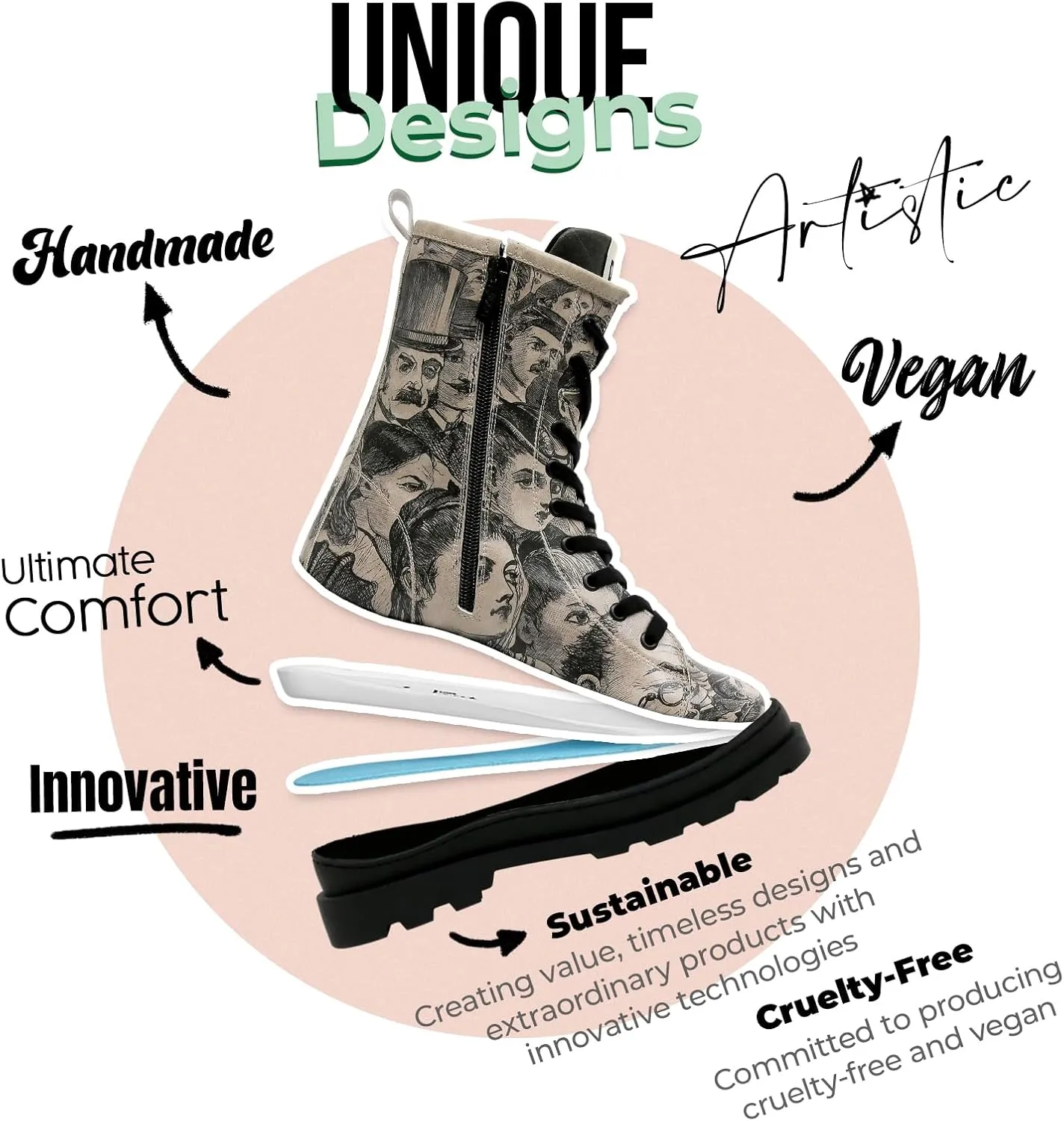 Gisele Boots for Women - Handmade and Vegan Leather Mid Calf Boots for Women,